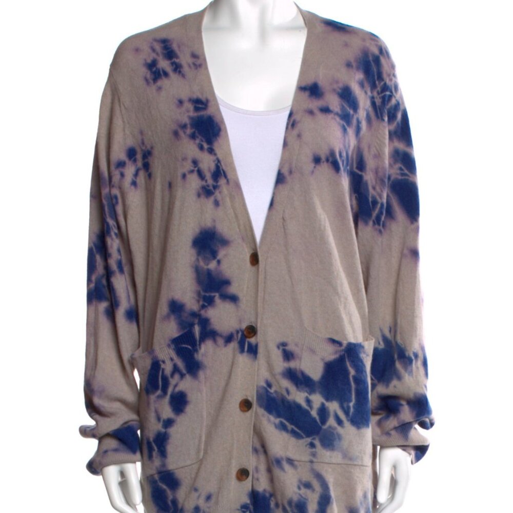 Raquel Allegra Cashmere Tie-Dye Cardigan Sweater